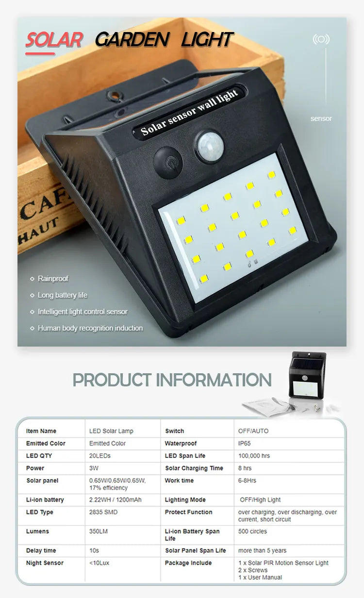 Luz Led Solar Portatil para Exteriores